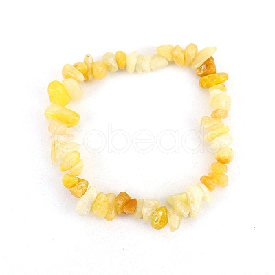 Natural Yellow Jade Chips Beaded Stretch Bracelet for Women PW-WG72437-18-1