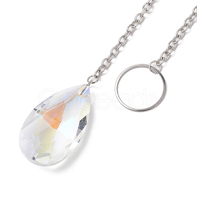 Round & Heart & Teardrop & Cone Glass Pendant Decoraiton HJEW-JM02271-1