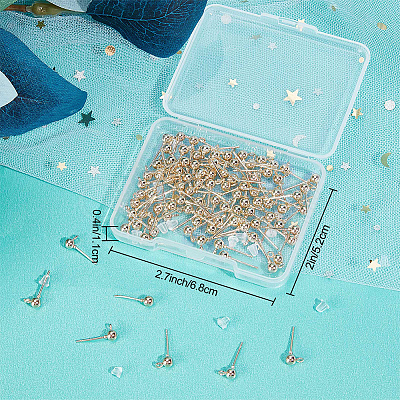 100Pcs Iron Ball Stud Earring Post STAS-BBC0001-79-1