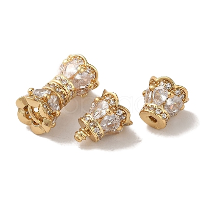 Rack Plating Brass Pave Clear Cubic Zirconia Beads KK-M285-12G-1