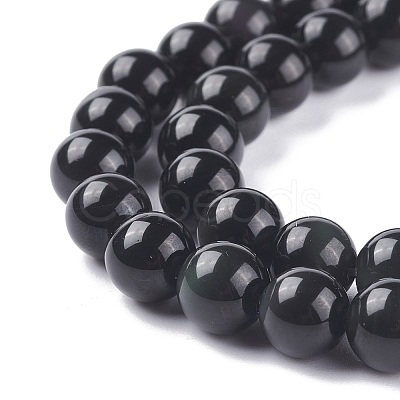 Natural Obsidian Bead Strands GSR8mmC132-1