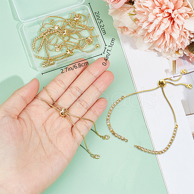 8Pcs 4 Style Brass Box Chain Slider Bracelet Makings KK-BBC0012-42-1