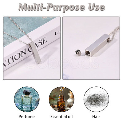 304 Stainless Steel Rectangle Pendant Urn Ashes Necklaces NJEW-WH0036-031P-1