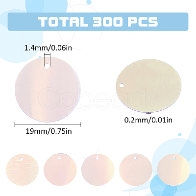300pcs Iridescent PVC Paillette/Sequins Pendants PVC-SC0001-08-1