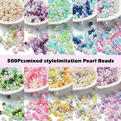 5 Colors ABS Plastic Imitation Pearl Beads KY-YW0001-63D-1