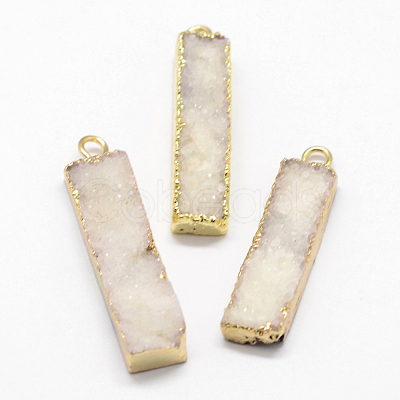 Electroplated Natural & Dyed Druzy Agate Pendants G-N0167-026-1