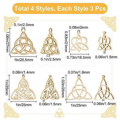 12Pcs 4 Style 304 Stainless Steel Pendants STAS-BBC0001-88-1