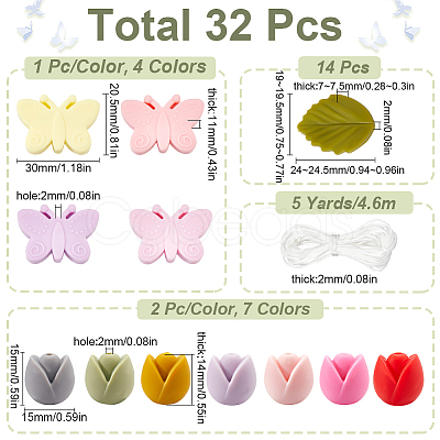 Food Grade Eco-Friendly Silicone Butterfly & Flower Bracelet Pendant Decoration Making Kit DIY-SC0024-85-1