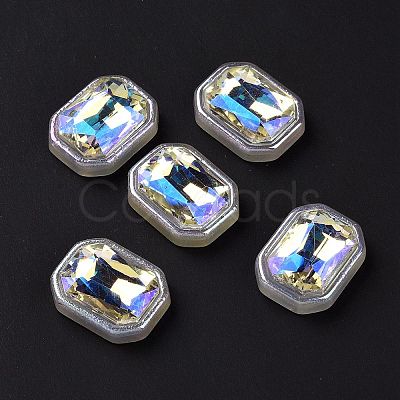 Rainbow Iridescent Plating Acrylic Cabochons OACR-E011-08-1