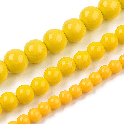 Opaque Solid Color Glass Beads Strands GLAA-T032-P6mm-08-1