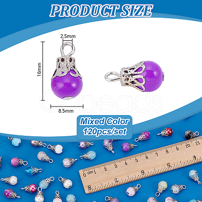 120Pcs Glass Pendants PALLOY-PHE00012-1