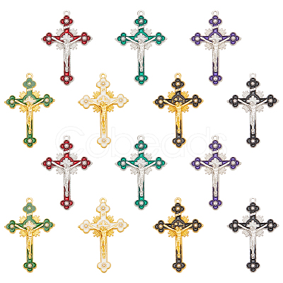 WADORN 21Pcs 7 Colors Zinc Alloy Enamel Big Pendants FIND-WR0011-37-1