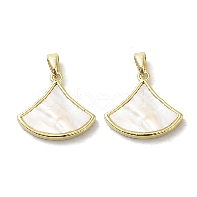 Brass Pave Shell Pendants KK-I708-14F-G-1