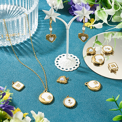 8Pcs 4 Styles 304 Stainless Steel Enamel Pendants STAS-TA0006-19-1