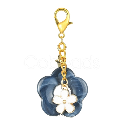 Acrylic Flower Pendants Decorations HJEW-JM01314-07-1