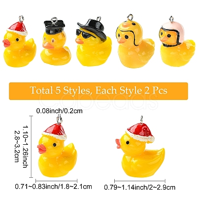 10Pcs 5 Styles Resin Pendants FIND-YW0011-49-1