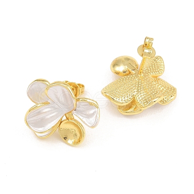 Brass Enamel Stud Earring Findings KK-CBA58F9-01G-04-1