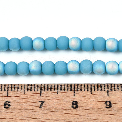Frosted Opaque Glass Beads Strands GLAA-T032-P4mm-MBB13-1