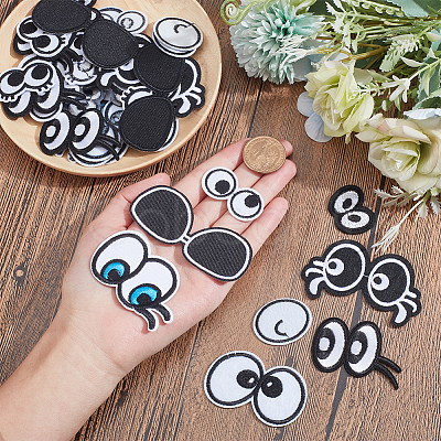 Nbeads 11 Styles Eye Cotton Embroidery Iron on Clothing Patches DIY-NB0010-15-1