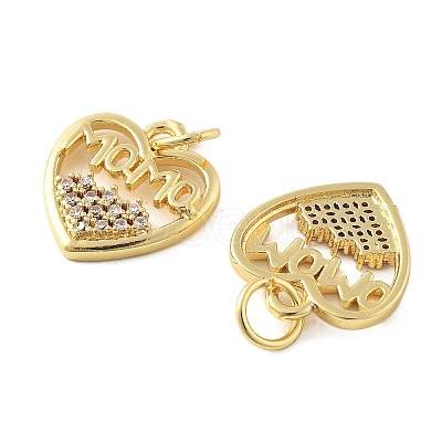 Mother's Day Brass Micro Pave Cubic Zirconia Pendants KK-C092-24I-G-1