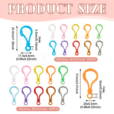 100Pcs 20 Styles Opaque Solid Color Bulb Shaped Plastic Push Gate Snap Keychain Clasp Findings KY-TA0001-58-1
