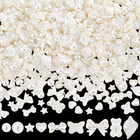 400Pcs 10 Styles ABS Plastic Imitation Pearl Beads KY-PH0002-06-1