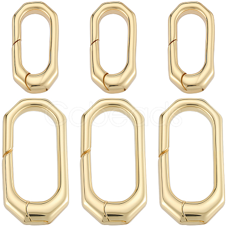 6Pcs 2 Styles Brass Spring Gate Rings KK-SC0006-33-1