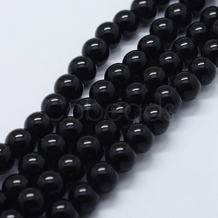 Natural Black Onyx Beads Strands G-P369-01-8mm-1