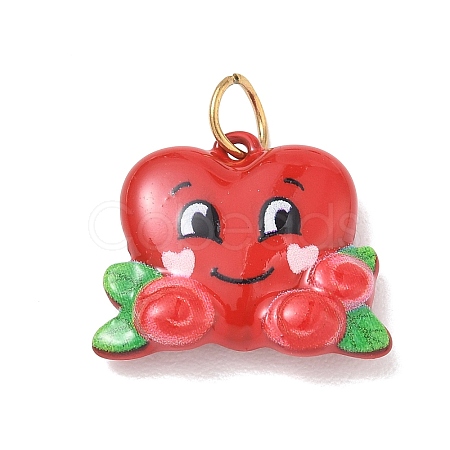 Valentine's Day Spray Painted 304 Stainless Steel Pendants SA-CBA08A6-07F-G-1