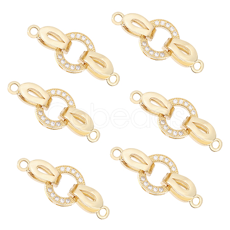 6 Sets Brass Micro Pave Cubic Zirconia Fold Over Clasps KK-CA0002-73-1