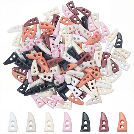 140Pcs 7 Colors Resin Buttons BUTT-GF0004-06-1