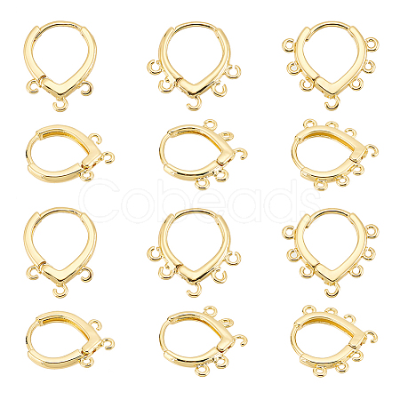 12Pcs 3 Style Brass Hoop Earring Findings KK-BC0012-37-1