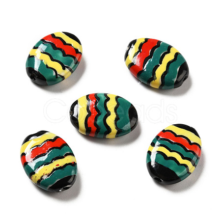 Handmade Printed Porcelain Beads PORC-F005-01C-1