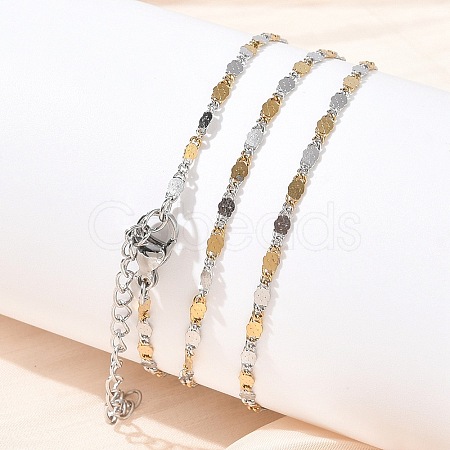 Two Tone 2MM 304 Stainless Steel Oval Link Chain Necklaces NJEW-D328-02GP-1