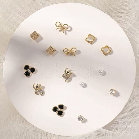 7 Pairs Anti-Tarnish Exquisite 925 Sterling Silver Stud Earrings Sets for Girls Women WG93702-39-1