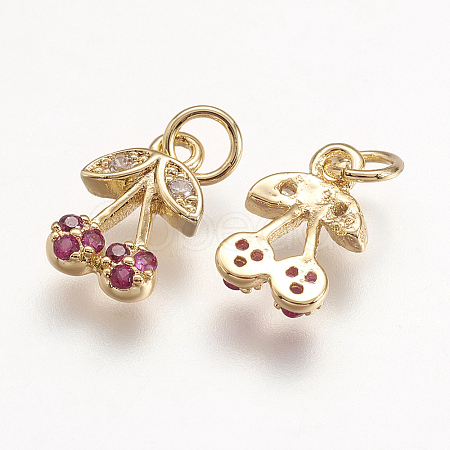 Brass Micro Pave Grade AAA Cubic Zirconia Charms X-ZIRC-P057-10G-NR-1