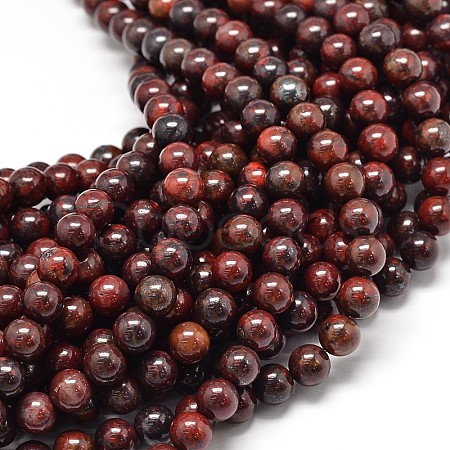 Natural Brecciated Jasper Round Beads Strands X-G-P075-14-8mm-1