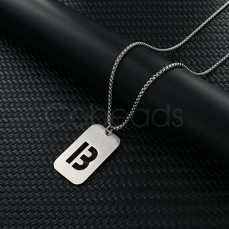 Rectangle with Hollow Out Letter 201 Stainless Steel Pendant Necklaces FS-WG34D20-20-1
