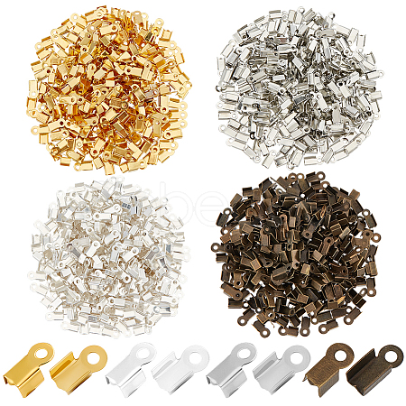 1200Pcs 4 Colors Iron Folding Crimp Ends IFIN-CN0001-07-1