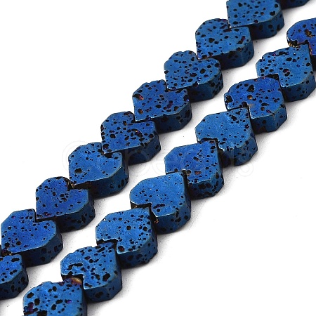 Electroplated Natural Lava Rock Beads Strands G-Q1009-G01-01B-1