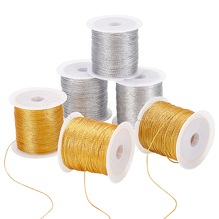 PandaHall Elite 6 Rolls 6 Styles Metallic Cord OCOR-PH0002-58-1