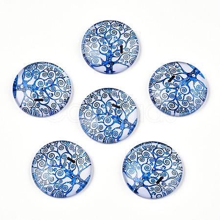Half Round/Dome Tree Pattern Glass Flatback Cabochons for DIY Projects LS-GGLA-Q037-25mm-M28-11-1