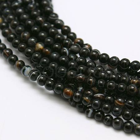 Dyed & Heated Natural Black Agate Bead Strands X-G-A130-2mm-K01-1