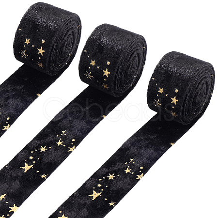 3M Double Sided Star Gold Stamping Flannelette Ribbons for Sewing Craft SRIB-GF0001-55C-1