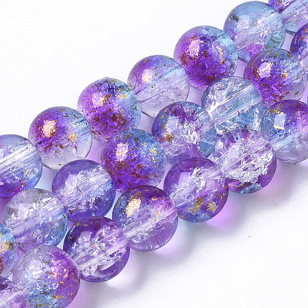 Transparent Spray Painted Crackle Glass Bead Strands X-GLAA-N035-03C-A03-1