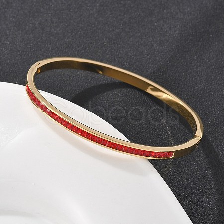 304 Stainless Steel Rhinestone Bangles for Women BJEW-Z092-06G-1
