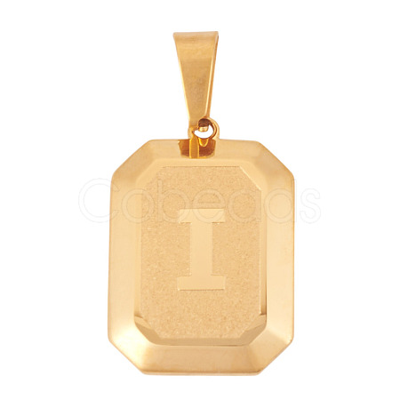1Pc Stainless Steel Rectangle with Letter Pendants NJEW-TA0001-22I-1