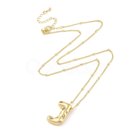 Brass Micro Pave Clear Cubic Zirconia Pendant Necklaces NJEW-Z038-01G-J-1