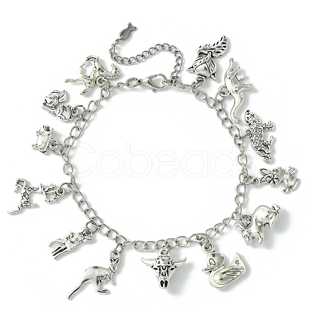 Tibetan Style Alloy Animal Charm Bracelets BJEW-FS00012-1