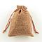 Polyester Imitation Burlap Packing Pouches Drawstring Bags, Peru, 13.5x9.5cm